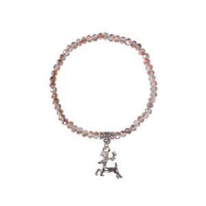 Kristallarmband mit Hirsch-Anhänger verschiedenfarbig 008464 ~ taupe