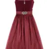 Midi Dirndl 65 cm dunkelrot Samt Inka 013917 ~ 42