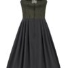 Midi Dirndl 70 cm Gastro oliv schwarz Stretch Emma 014195 ~ 52
