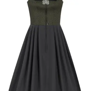 Midi Dirndl 70 cm Gastro oliv schwarz Stretch Emma 014195 ~ 52