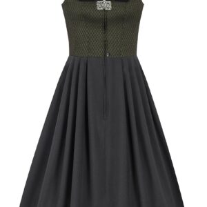 Midi Dirndl 70 cm Gastro oliv schwarz Stretch Emma 014195 ~ 52