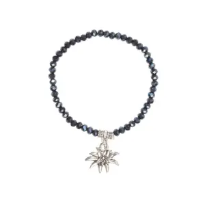 Kristallarmband mit Edelweiß-Anhänger verschiedenfarbig 008465 ~ dunkelblau