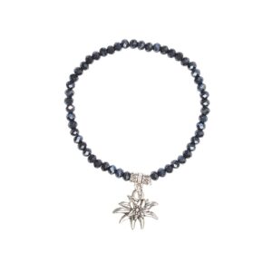 Kristallarmband mit Edelweiß-Anhänger verschiedenfarbig 008465 ~ dunkelblau