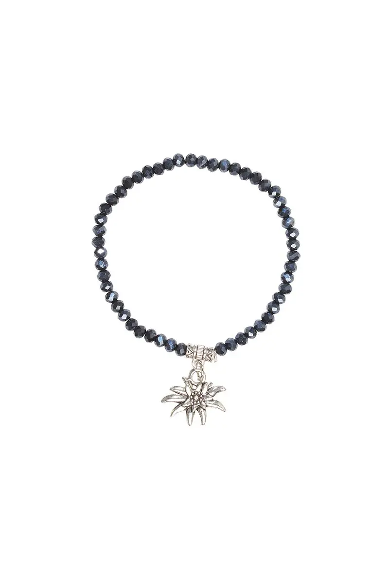 Kristallarmband mit Edelweiß-Anhänger verschiedenfarbig 008465 ~ dunkelblau