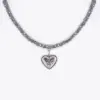 Collier verschiedenfarbig mit Glasperlen und Herzanhänger 011505 ~ grau
