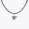 Collier verschiedenfarbig mit Glasperlen und Herzanhänger 011505 ~ grau