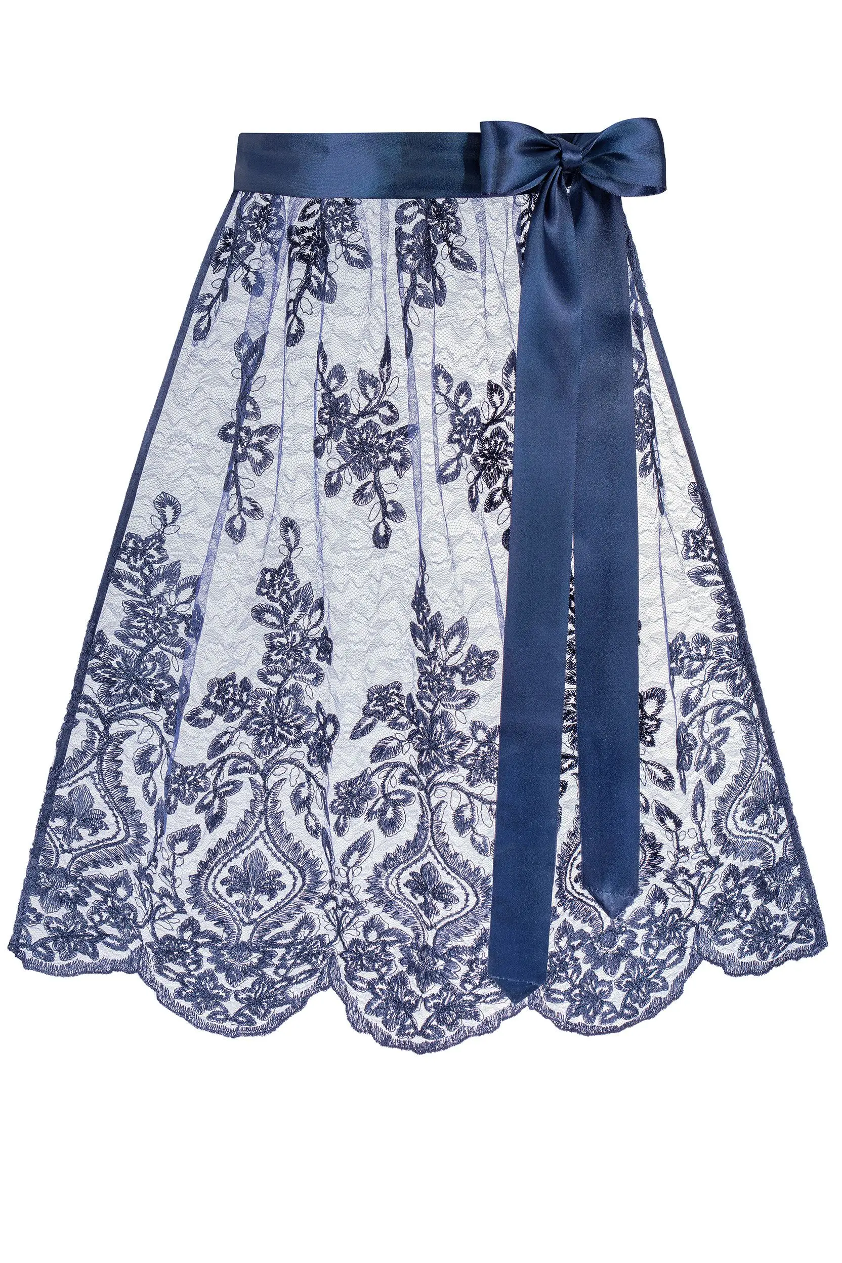 Dirndlschürze aus Blumenspitze (65 cm) ~ M ~ dunkelblau
