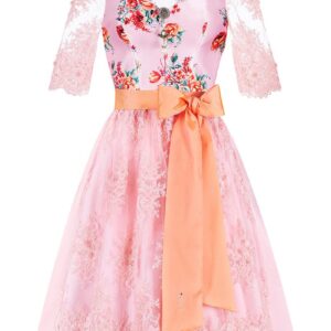 Midi Dirndl 65 cm rosa apricot Elfenparadies 012135 ~ 32
