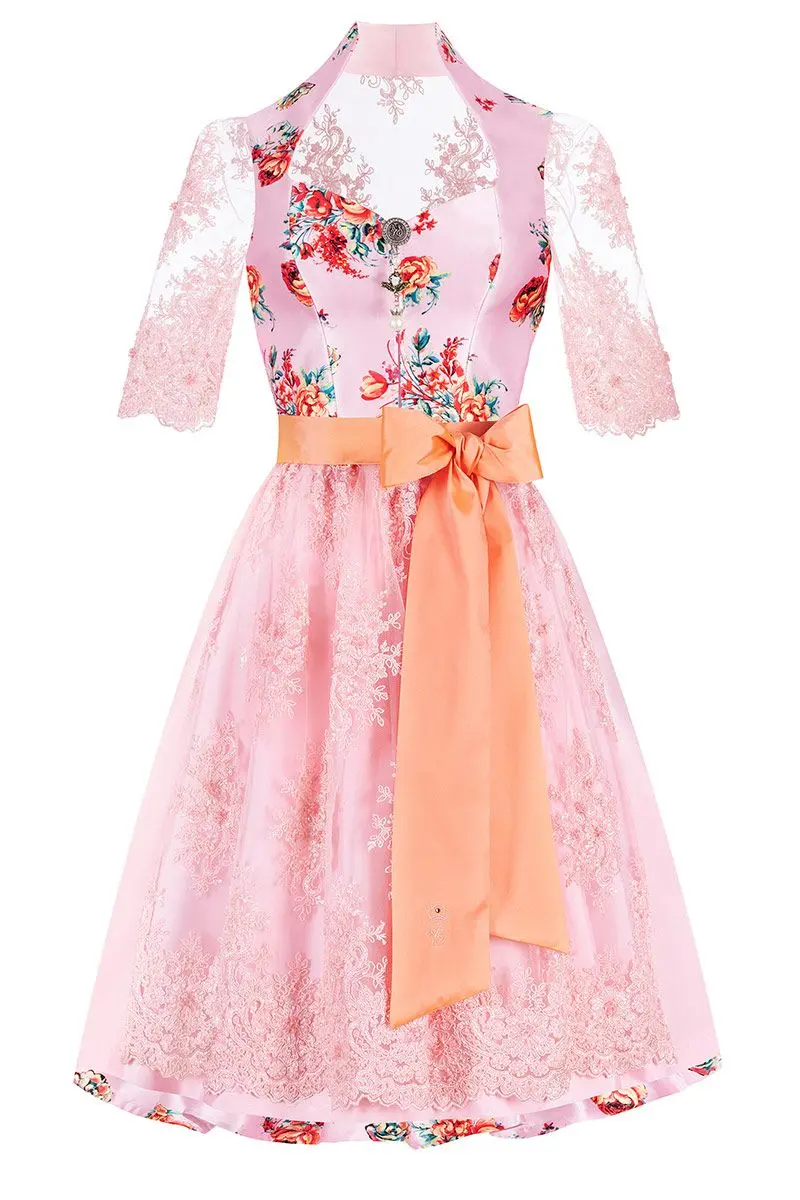 Midi Dirndl 65 cm rosa apricot Elfenparadies 012135 ~ 32