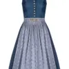 Midi Dirndl 65 cm blau grau Louise 007493 ~ 38