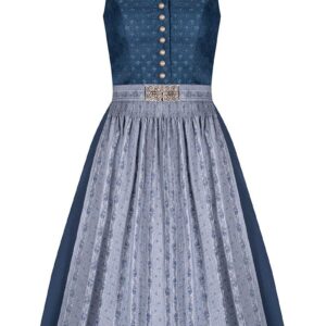 Midi Dirndl 65 cm blau grau Louise 007493 ~ 38