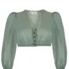 Dirndlbluse aus Chiffon ~ 32 ~ oliv