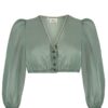 Dirndlbluse aus Chiffon ~ 32 ~ oliv