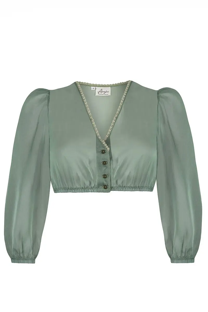 Dirndlbluse aus Chiffon ~ 32 ~ oliv