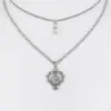 Collier zweireihig mit Perle und Ornament-Anhänger ~ silber