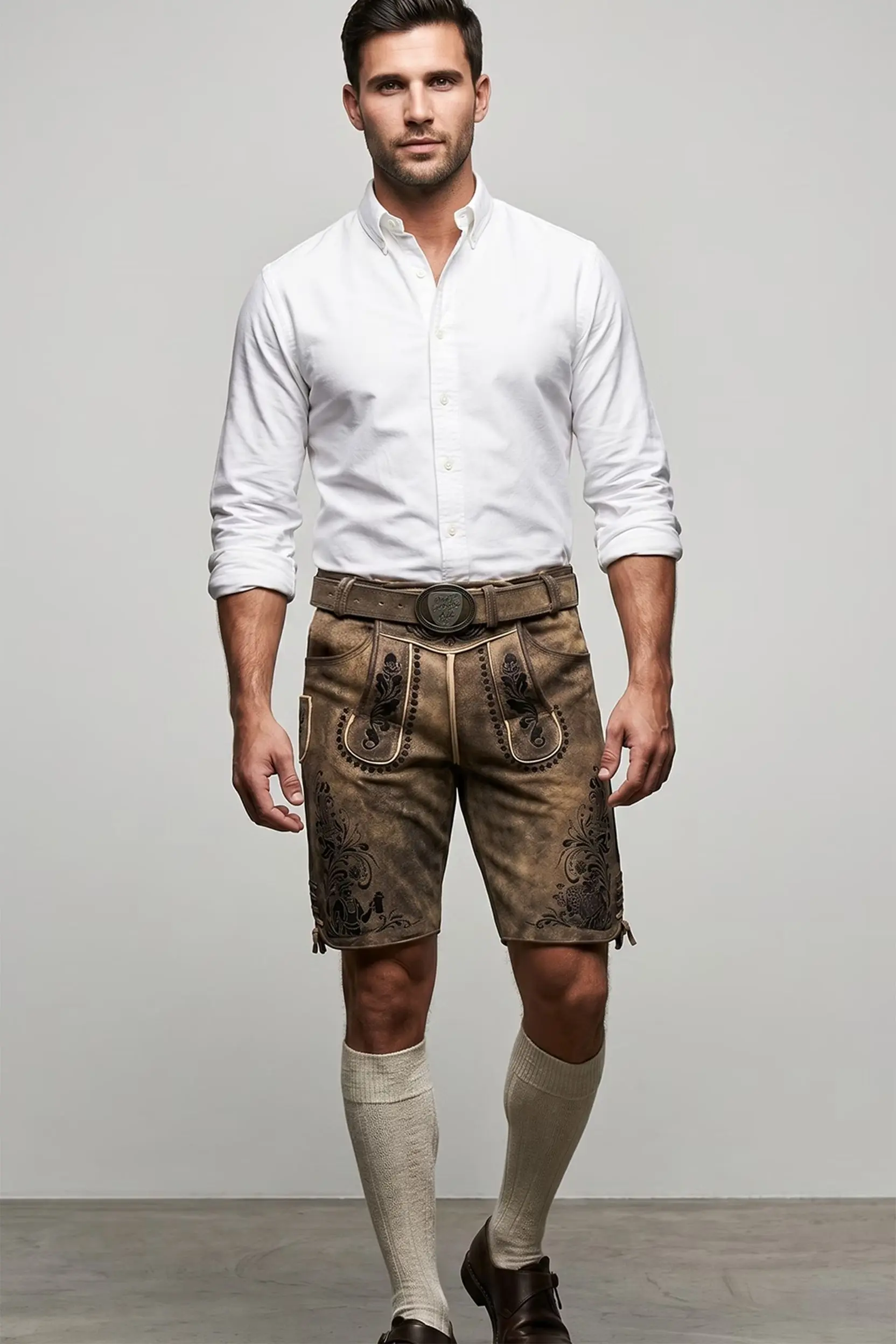 Lederhose kurz eiche gespeckt Boandlkaspar 015505 ~ 50