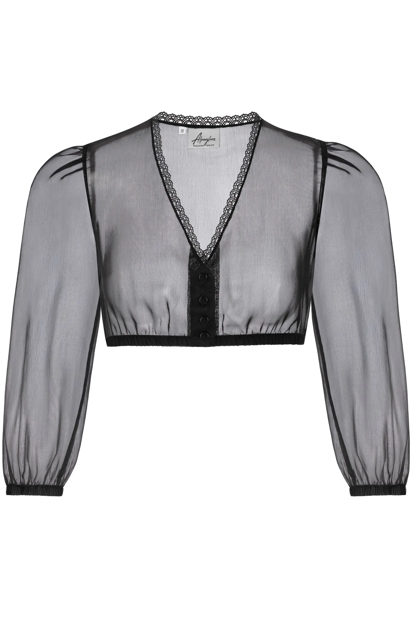 Dirndlbluse aus Chiffon ~ 32 ~ schwarz