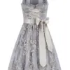 Midi Dirndl 65 cm silber grau Taina 012088 ~ 38