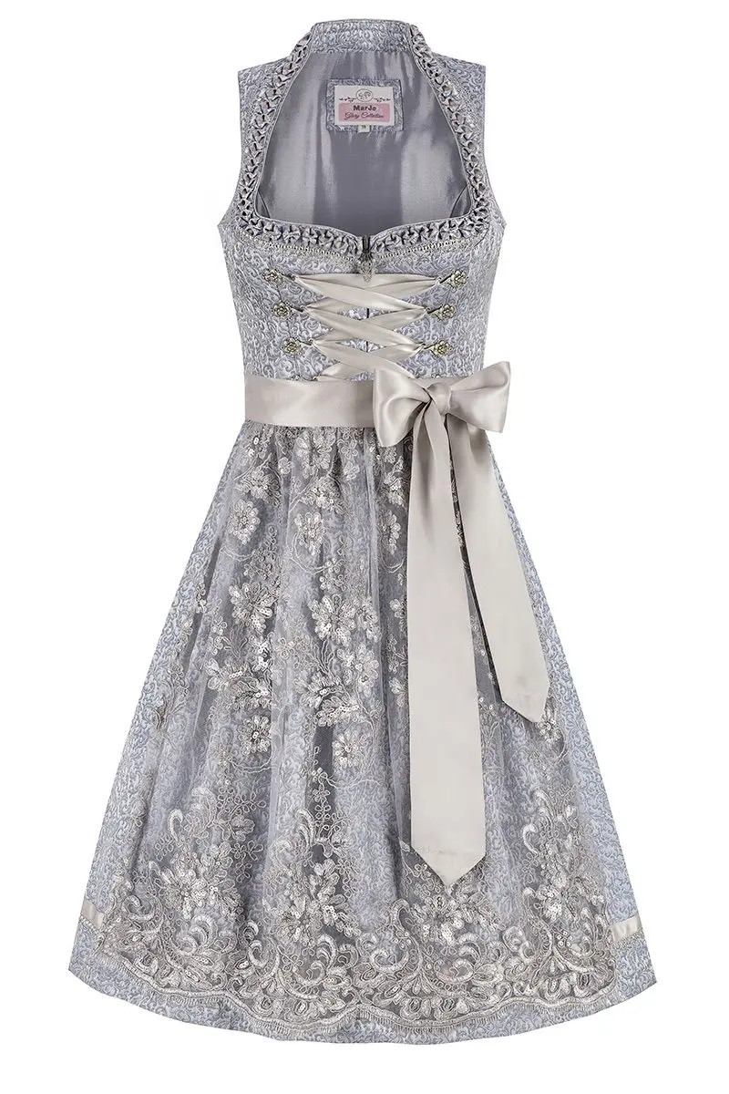 Midi Dirndl 65 cm silber grau Taina 012088 ~ 38