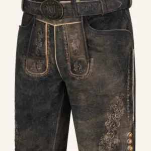Lederhose Jihn mit Gürtel – Bild 3