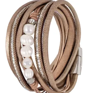 Wickelarmband mit Perlen ~ hellbraun