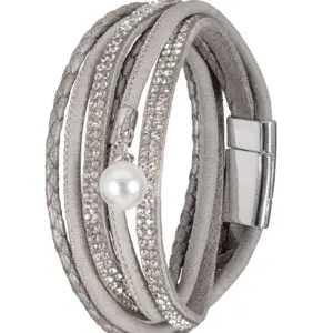 Wickelarmband mit Strass ~ hellgrau