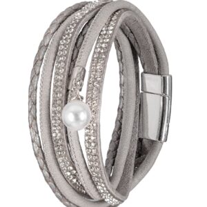 Wickelarmband mit Strass ~ hellgrau