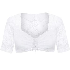Dirndlbluse Spitze weiß Stretch Verena 012892 ~ 40
