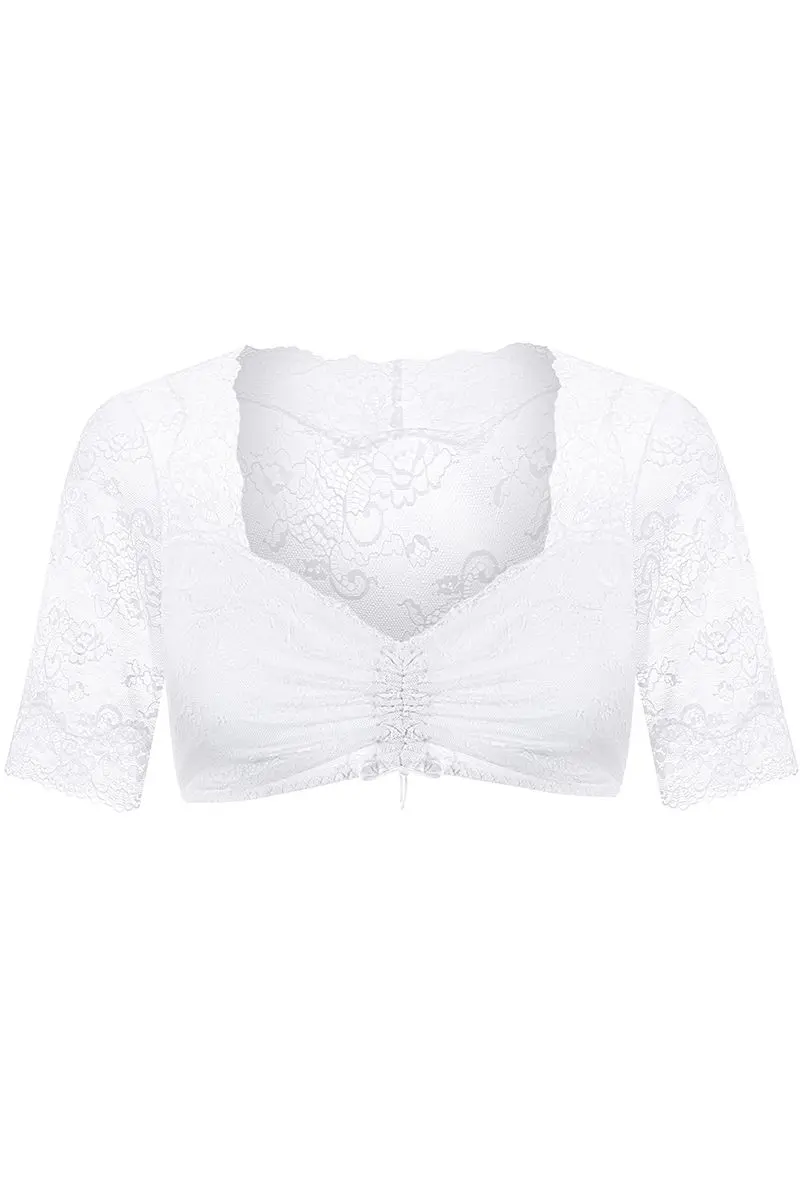 Dirndlbluse Spitze weiß Stretch Verena 012892 ~ 40
