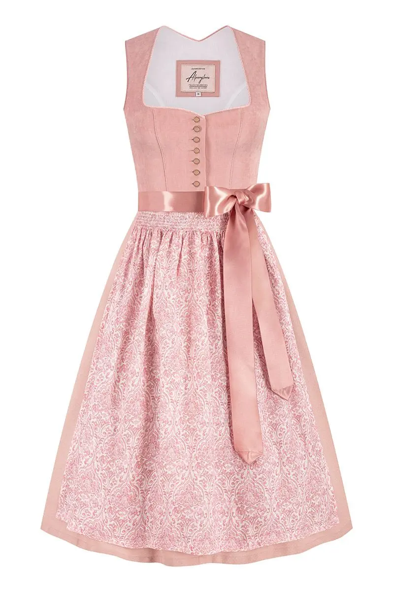 Midi Dirndl 70 cm altrosa Samtcord Rosalie 017125 ~ 34