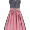 Midi Dirndl 65 cm blau rosenholz Louise 010226 ~ 32