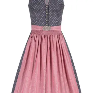 Midi Dirndl 65 cm blau rosenholz Louise 010226 ~ 44