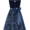 Midi Dirndl 65 cm dunkelblau Samt Greta 013912 ~ 40