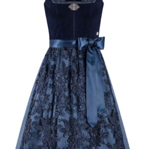 Midi Dirndl 65 cm dunkelblau Samt Greta 013912 ~ 40