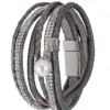 Wickelarmband mit Strass ~ dunkelgrau
