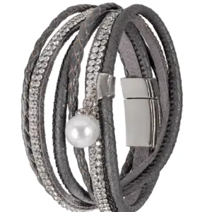 Wickelarmband mit Strass ~ dunkelgrau