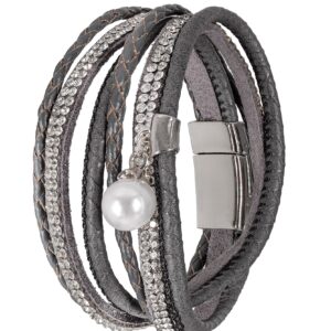 Wickelarmband mit Strass ~ dunkelgrau