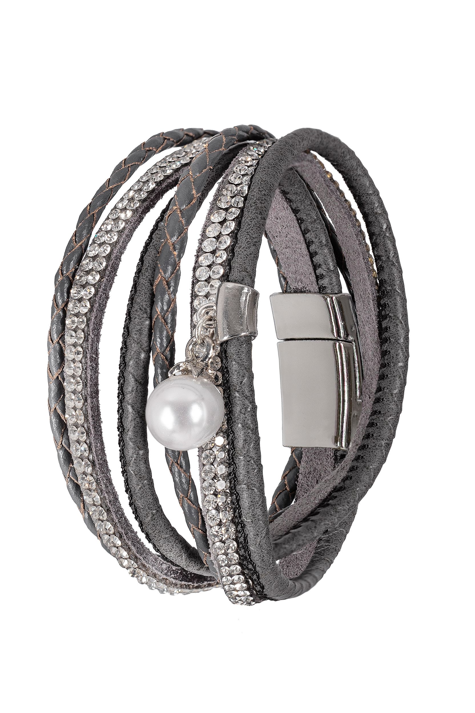 Wickelarmband mit Strass ~ dunkelgrau