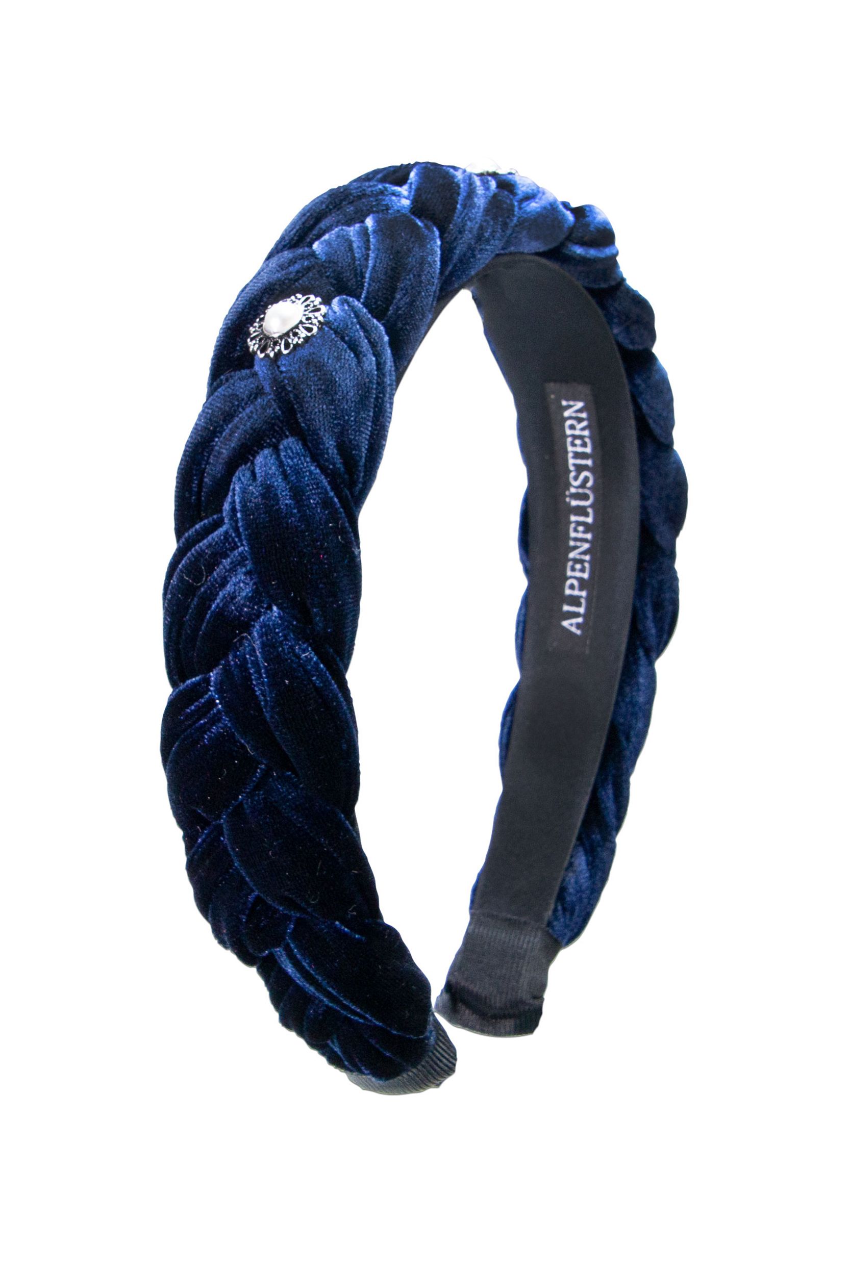 Samt Haarreif mit Perlen ~ dunkelblau