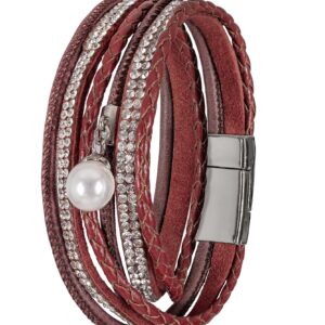 Wickelarmband mit Strass ~ dunkelrot
