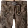 Trachtenlederhose Edgar (kiesel gespeckt-schwarz