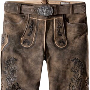 Trachtenlederhose Edgar (kiesel gespeckt-schwarz