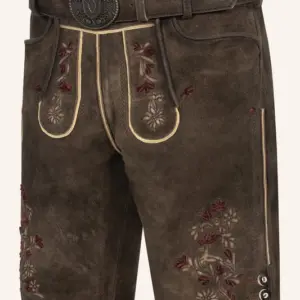 Lederhose Olivier mit Gürtel – Bild 3