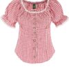 Trachtenbluse mit Karomuster ~ 36 ~ rot