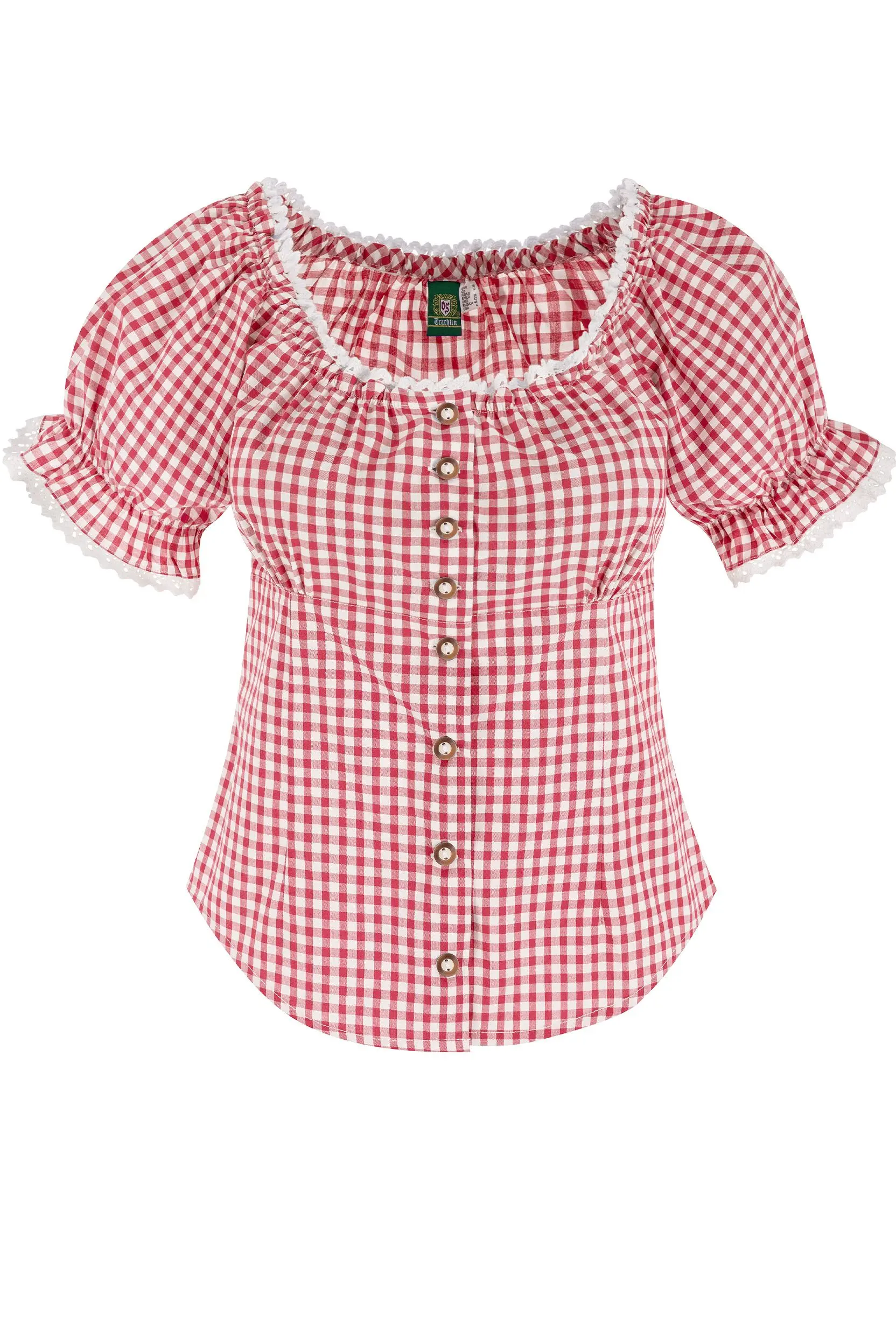 Trachtenbluse mit Karomuster ~ 36 ~ rot