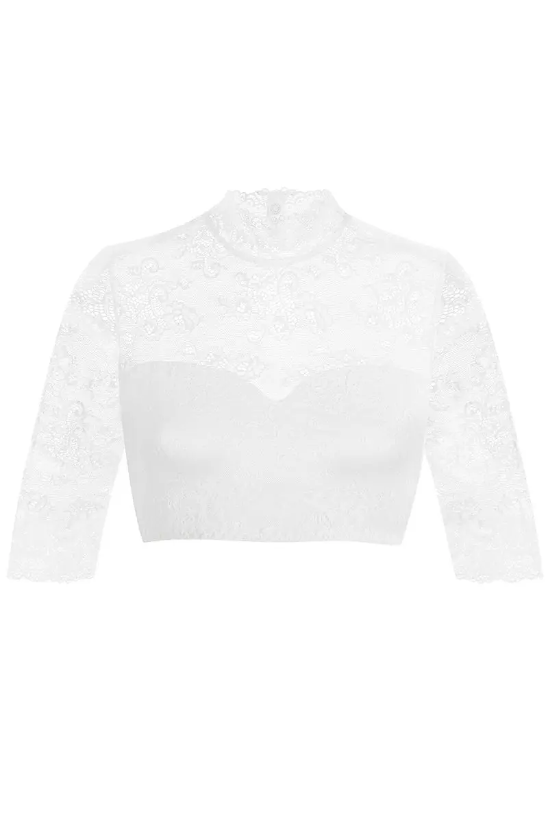 Dirndlbluse Spitze weiß Stretch Aileen 012890 ~ 34