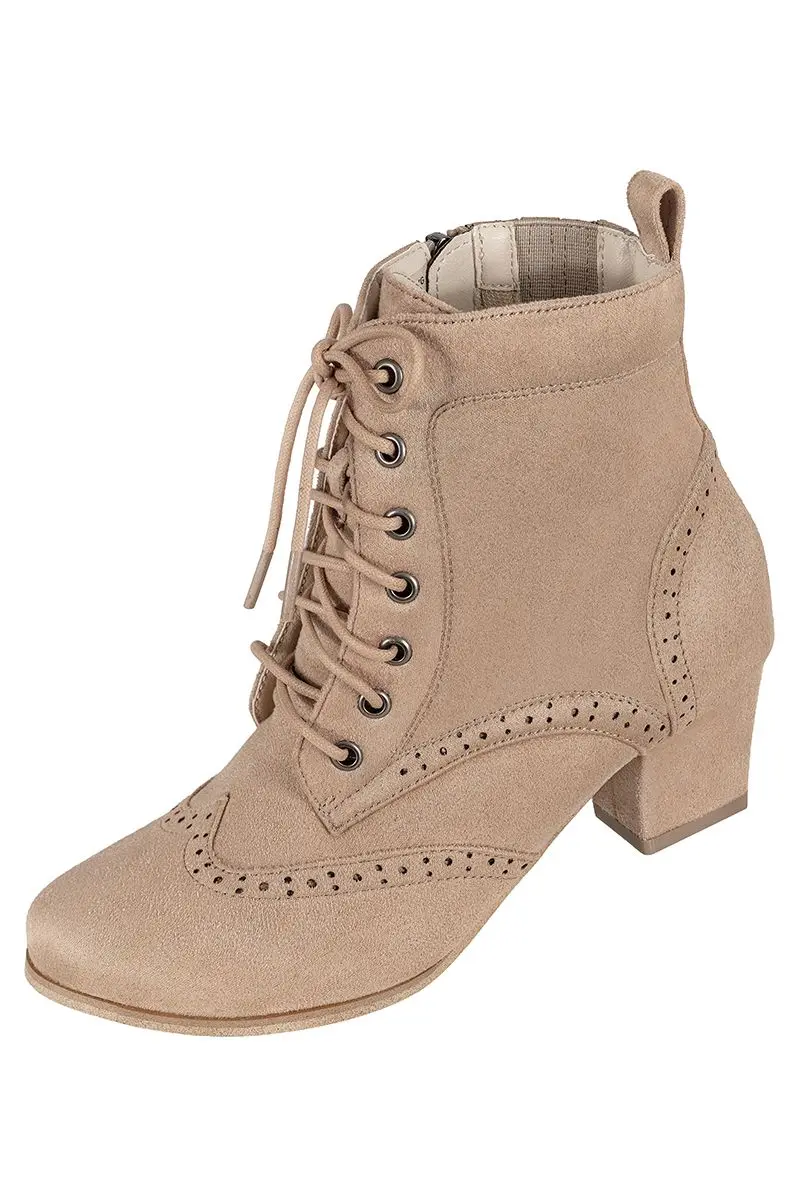 Trachtenstiefel aus Veloursleder ~ 37 ~ taupe