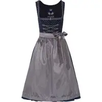 Dirndl lang 80 cm dunkelblau gemustert silber Anneliese 003667