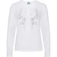 Trachtenbluse langarm weiß grau Winnie 009243