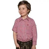 Kinder Trachtenhemd langarm rot karo 140079